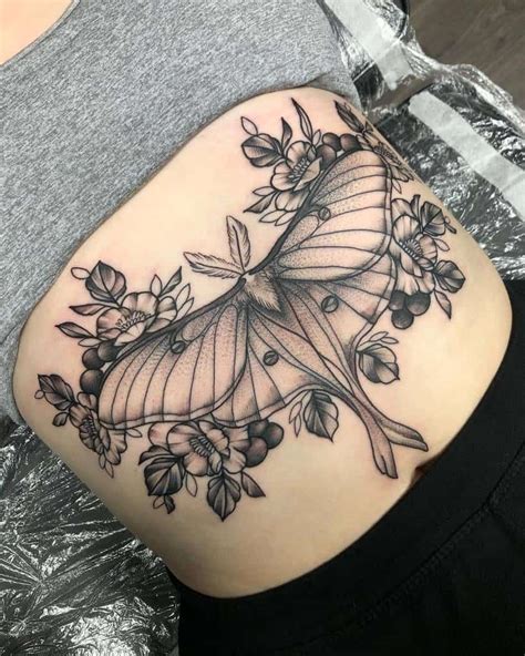 Unique Moth Tattoo Underbust Designs